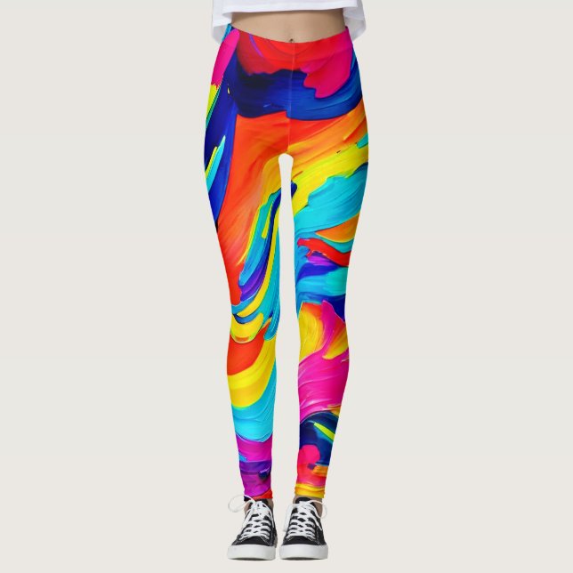 Leggings Flux de couleurs Abstrait dynamique (Devant)