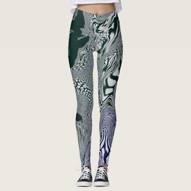 Leggings "Flux de marbre émeraude" (Devant)