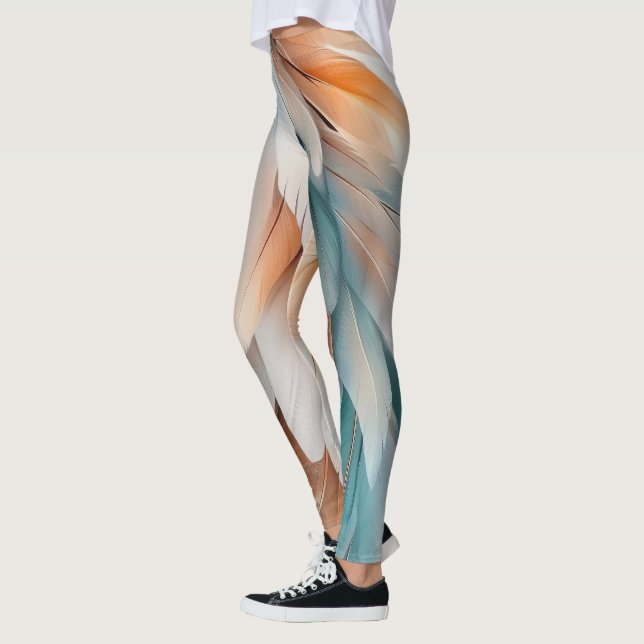 Leggings Flux de plume abstrait – Élégance douce (Gauche)