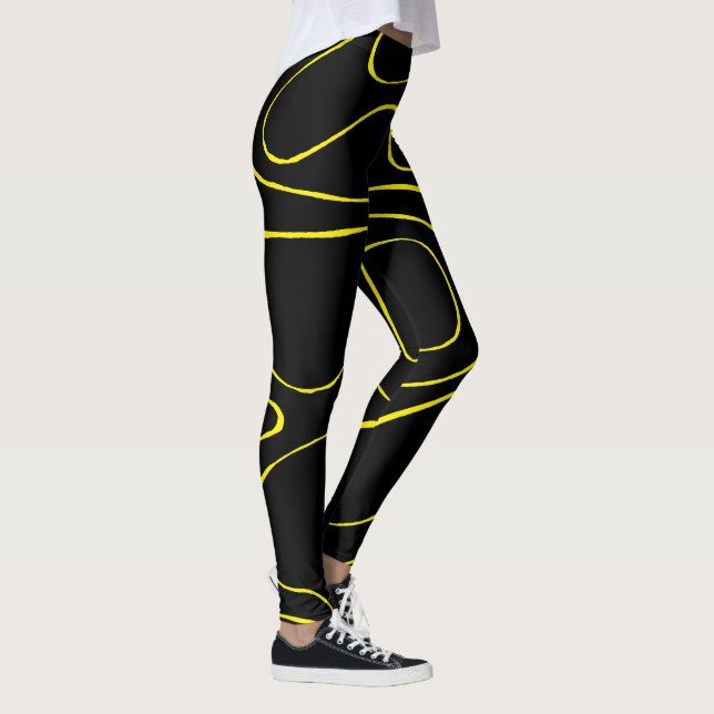 Leggings Flux et reflux 2 en noir et jaune (Droite)