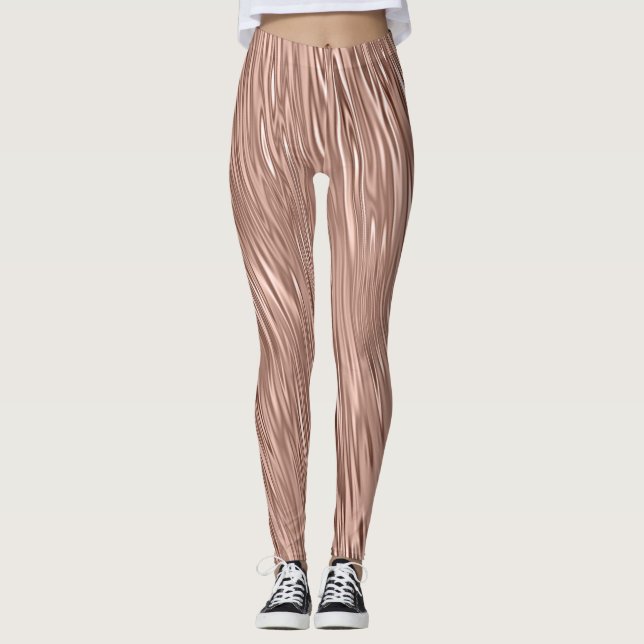 Leggings Flux métallique Gold Faux Rose (Devant)