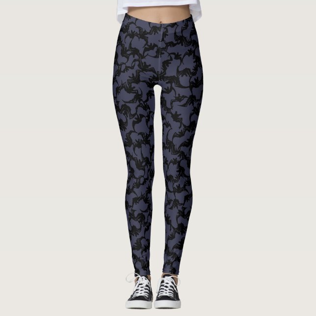 Leggings Flying Bats Vintage Japanese Stencil Pattern (Devant)