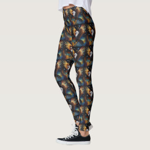 Leggings Flying Eagle Colorful Cosmic Art,