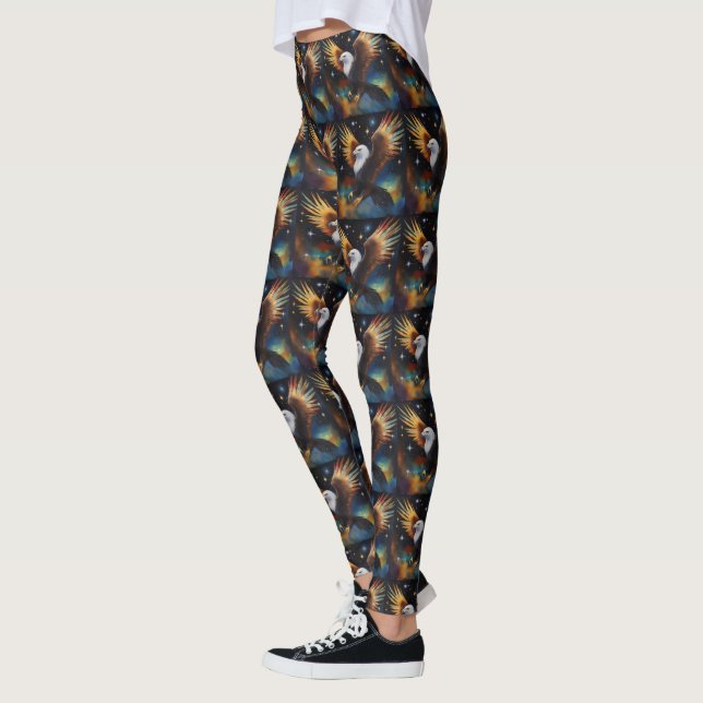 Leggings Flying Eagle Colorful Cosmic Art, (Gauche)
