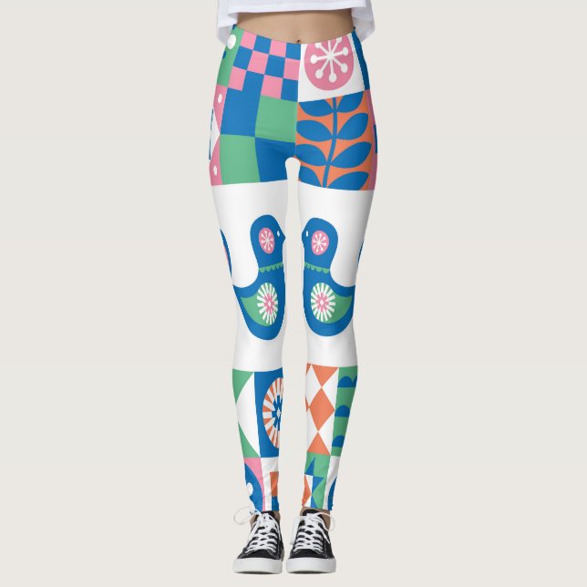 Leggings Folklore Floral Card : Design scandinave. (Devant)