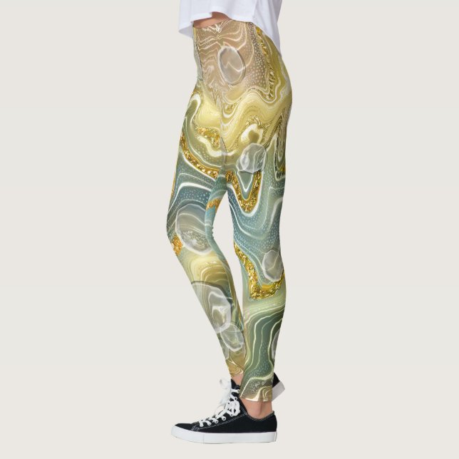Leggings Fond de texture en pierre de marbre liquide abstra (Gauche)