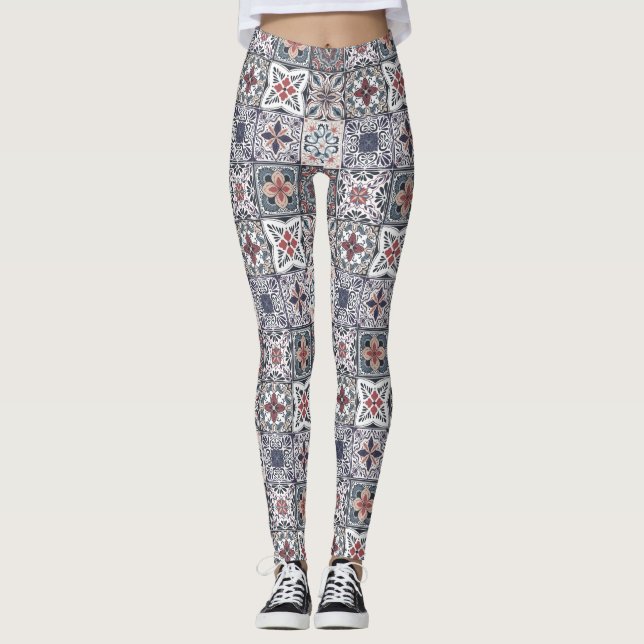Leggings Fond d'écran Backsplashes / Talavera inspiré tuile (Devant)