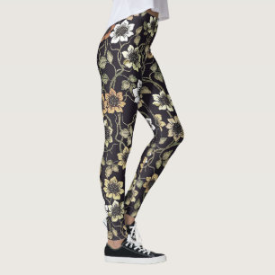 Leggings Fond floral d'anémone texturé vintage