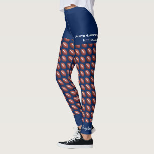 Leggings Football d'équipe avec faux short bleu, nom,