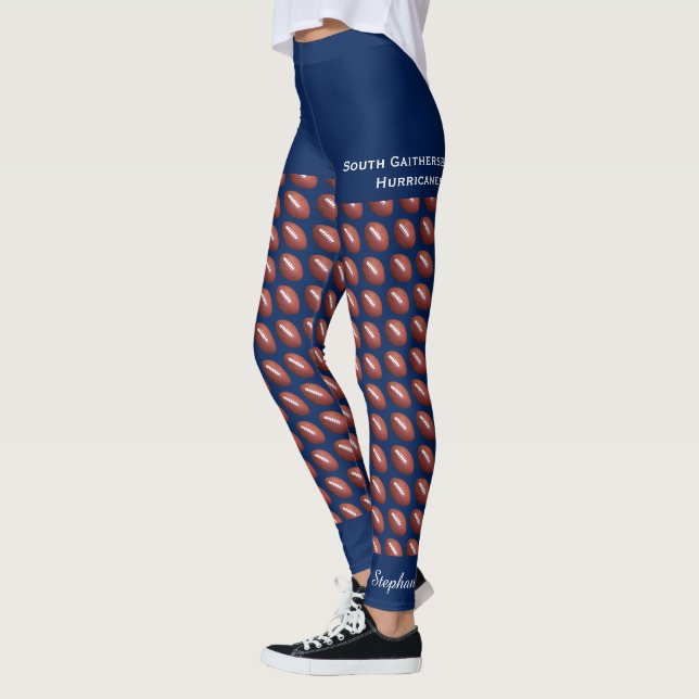 Leggings Football d'équipe avec faux short bleu, nom, (Gauche)
