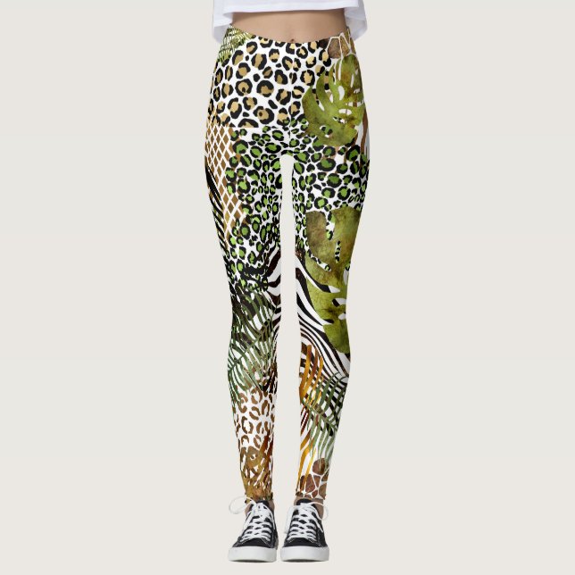 Leggings Forêt abstraite colorée (Devant)