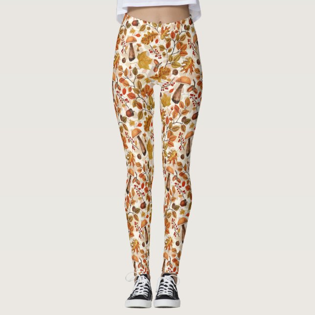 Leggings Forêt automnale sur blanc (Devant)