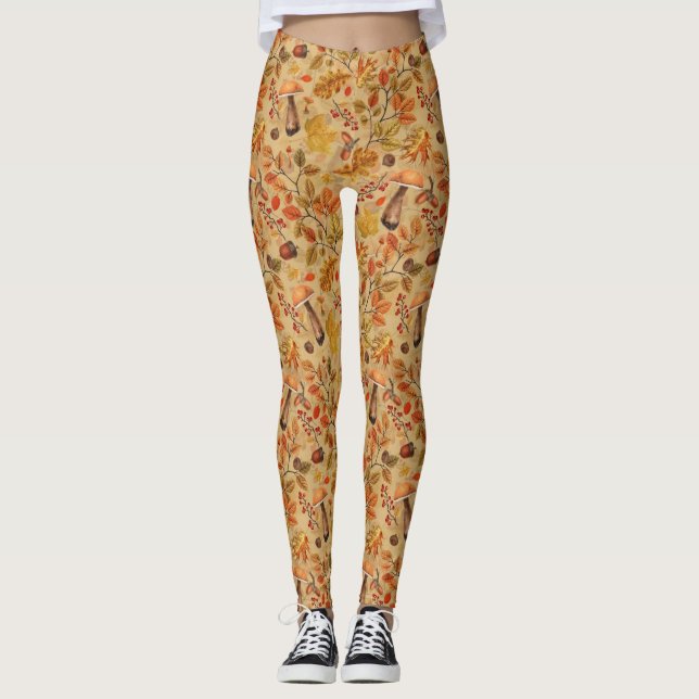 Leggings Forêt automnale sur ocre (Devant)