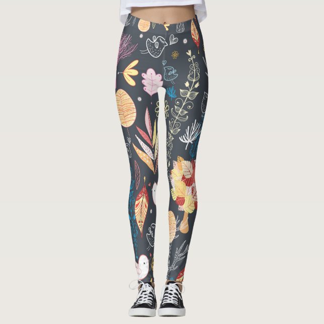 Leggings Forêt d'automne : Beauté saisonnière texturée. (Devant)