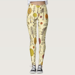 Leggings Forêt d'automne : Motif graphique transparent.