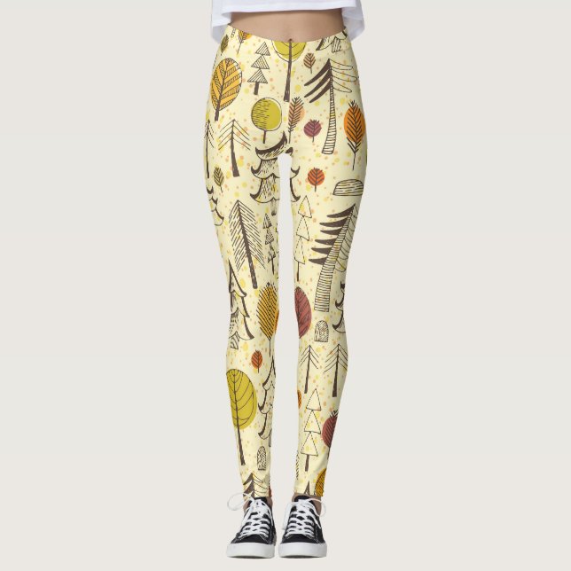 Leggings Forêt d'automne : Motif graphique transparent. (Devant)