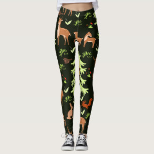 Leggings Forêt de cerfs : Motif Pittoresque Vintage.