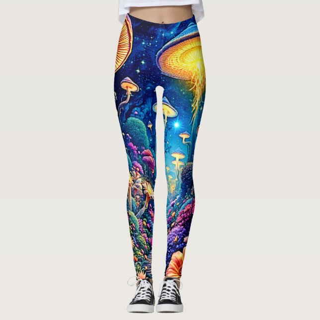 Leggings Forêt de fleurs mystiques sous les étoiles (Devant)