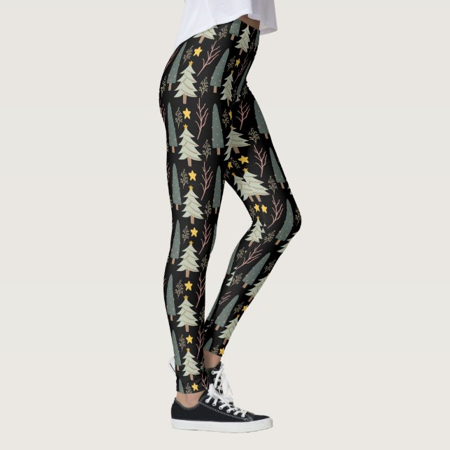 Leggings Forêt d'hiver Motif de Noël Vert moderne (Droite)