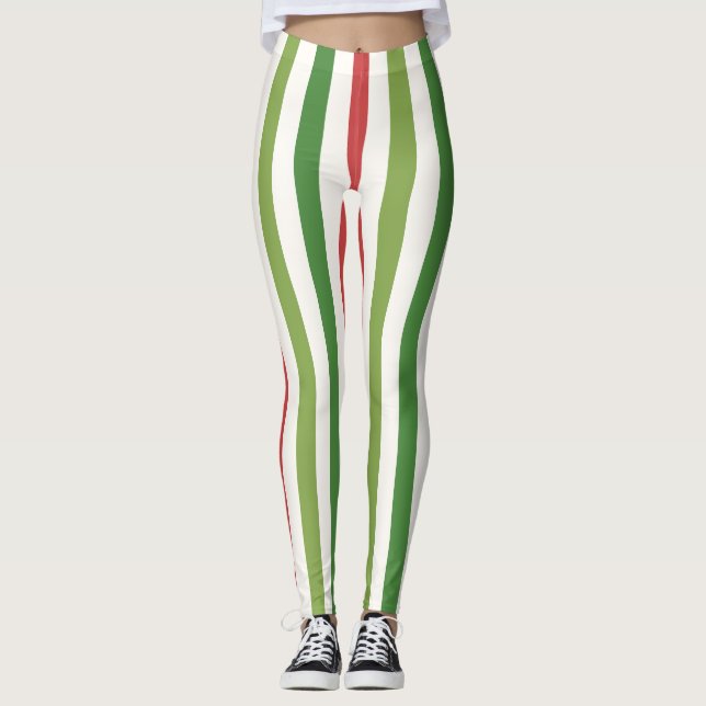 Leggings Forêt foncée classique Grandes vertes et blanches  (Devant)