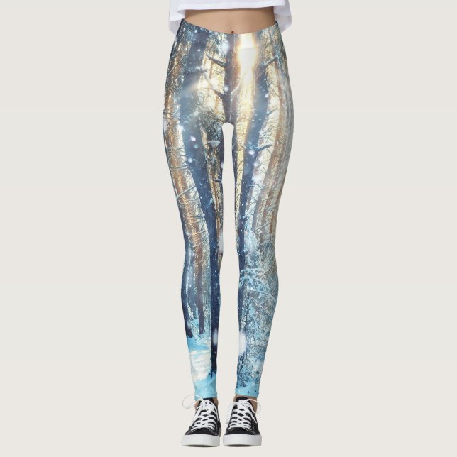 Leggings Forêt neigeuse Scène hivernale gelée (Devant)