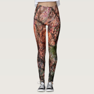 Leggings Forêt stratifiée Abstraite en rouille, marron et v