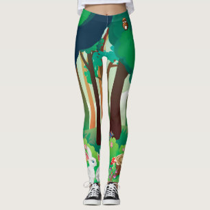 Leggings Forêt verte et animaux mignons