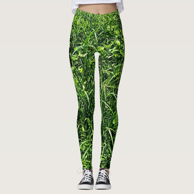 Leggings Forêt verte sauvage d'herbes (Devant)
