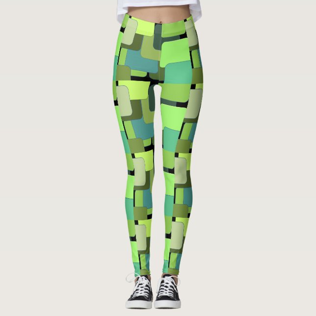 Leggings Forme Abstraite géométrique verte (Devant)