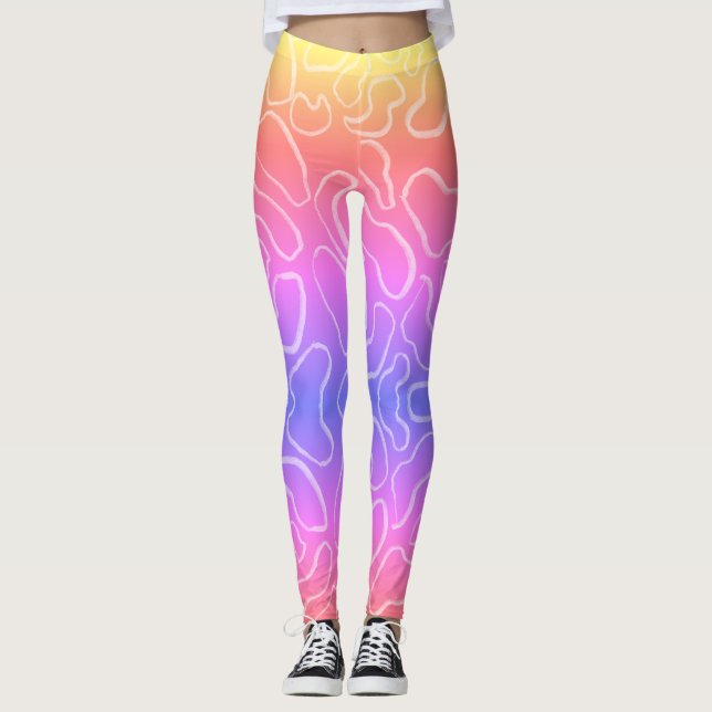 Leggings forme géométrique blanche Abstraite (Devant)