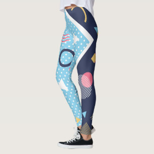 Leggings Forme géométrique bleu clair des années 80