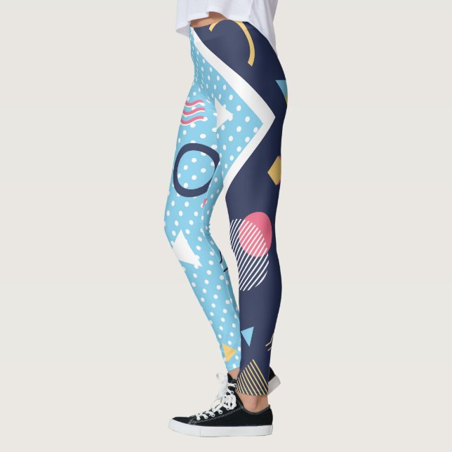 Leggings Forme géométrique bleu clair des années 80 (Gauche)