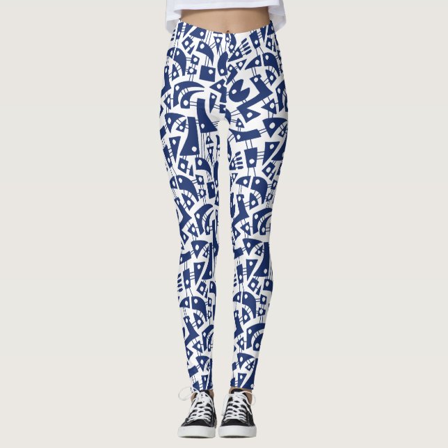 Leggings Formes Abstraites 180318 - #1D336D sur blanc (Devant)