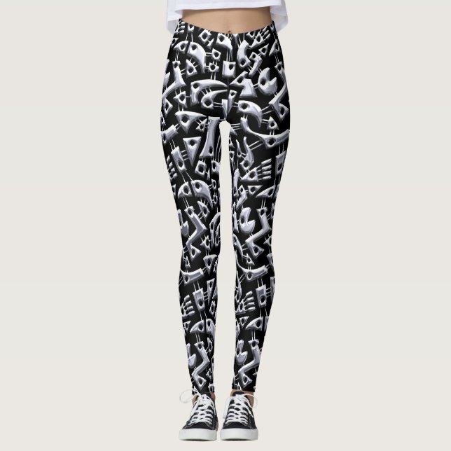 Leggings Formes Abstraites 180318 - Argent brillant (Devant)
