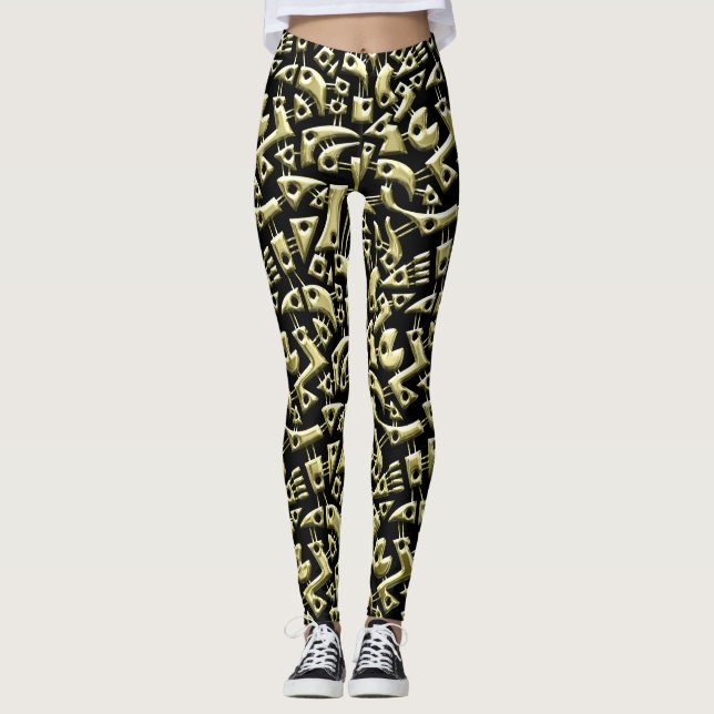 Leggings Formes Abstraites 180318 - Or brillant (Devant)