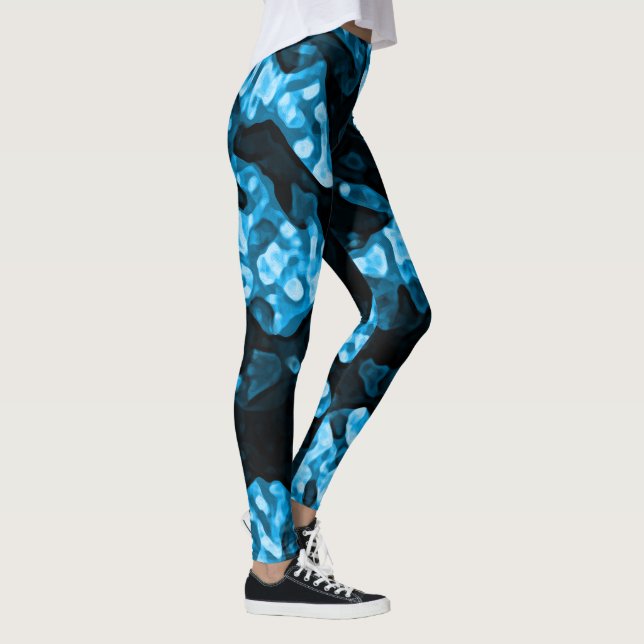Leggings Formes Abstraites dynamiques Bleues Fraîches (Droite)