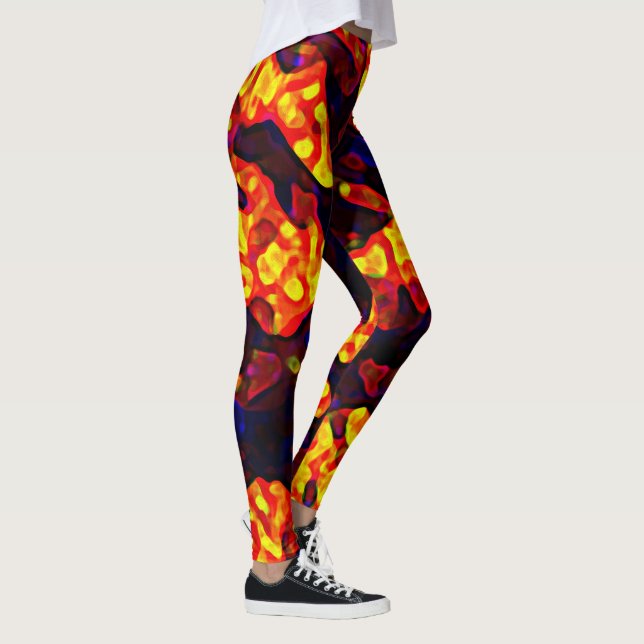 Leggings Formes Abstraites dynamiques Red Black Jaune (Droite)