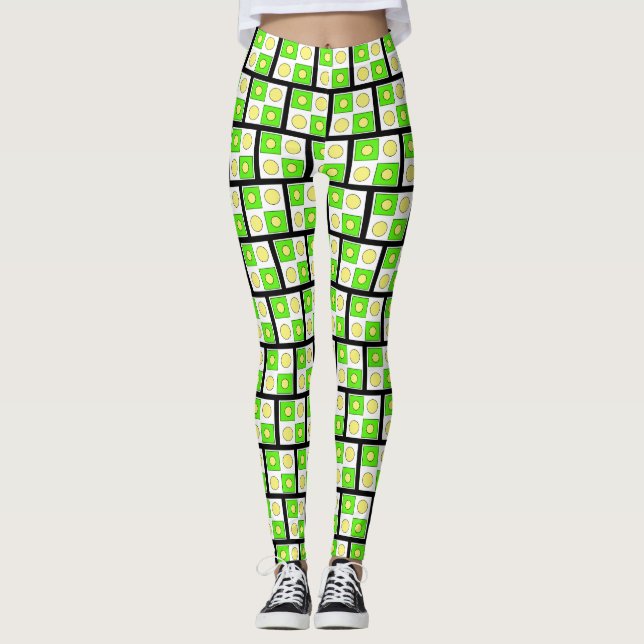 Leggings Formes Abstraites jaunes et oranges de chaux (Devant)