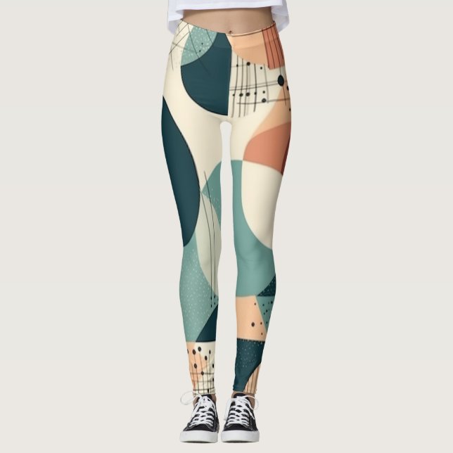 Leggings Formes Abstraites Superposées Corail Marine Maxima (Devant)