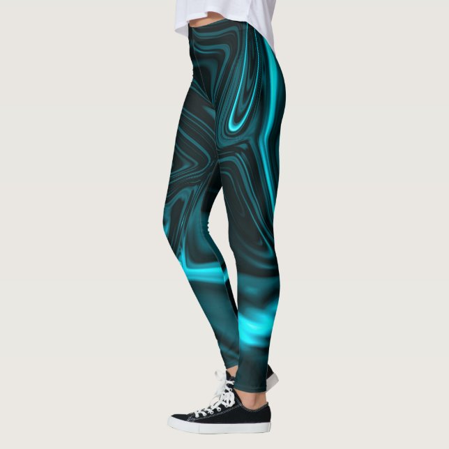 Leggings Formes, "cyan couleur traces courbées" dans fonds  (Gauche)