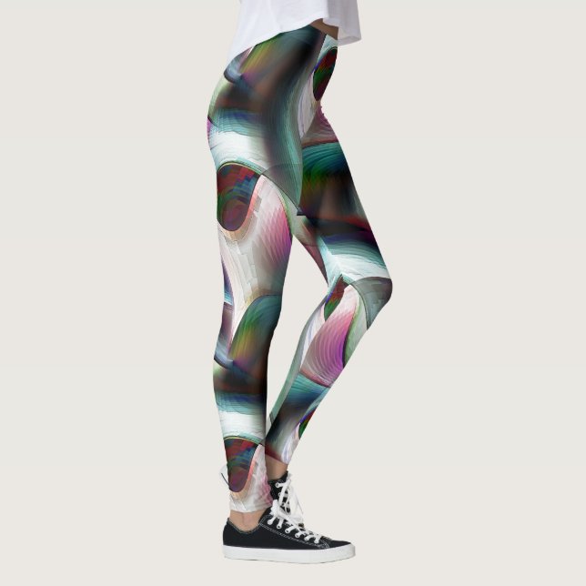 Leggings Formes de damier incurvées dans des couleurs presq (Droite)