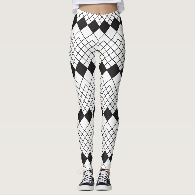 Leggings Formes en losange noir motif (Devant)