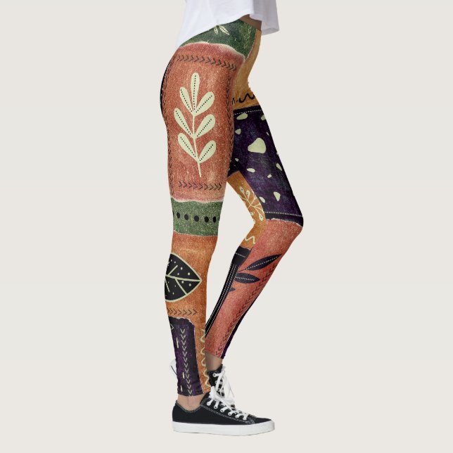 Leggings Formes et feuilles de cercles géométriques abstrai (Droite)