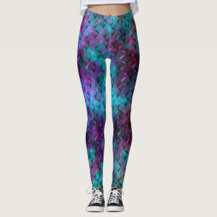 Leggings Formes géométriques 3D, tachées rose à bleu lilas