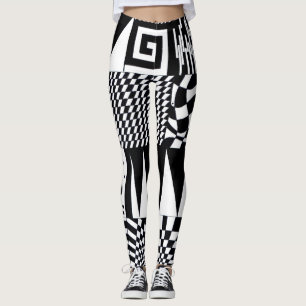 Leggings Formes géométriques abstraites main motif noir bla