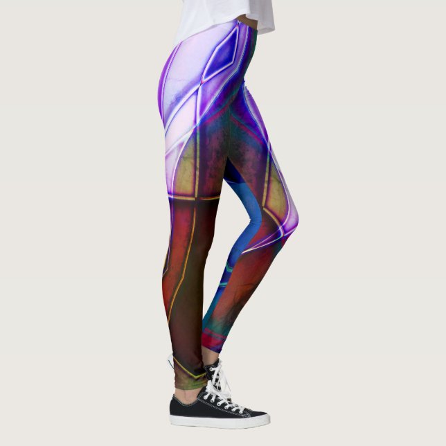 Leggings Formes géométriques de couleur rouille avec lumièr (Droite)