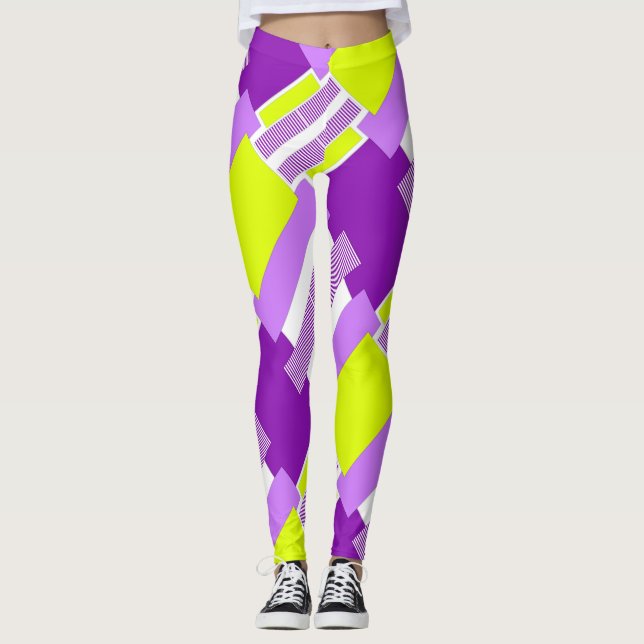 Leggings Formes géométriques en papier multicolore (Devant)