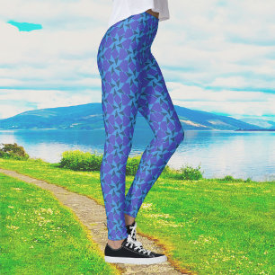 Leggings Formes géométriques en turquoise et bleu