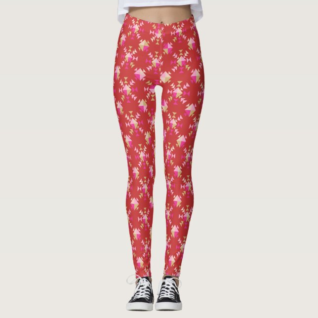 Leggings Formes géométriques modernes Motif en rouge vif (Devant)