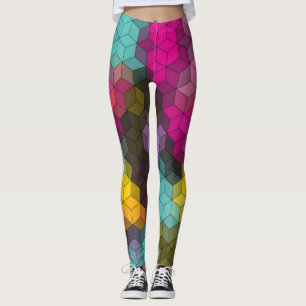 Leggings formes hexagones géométriques modernes Abstraites 